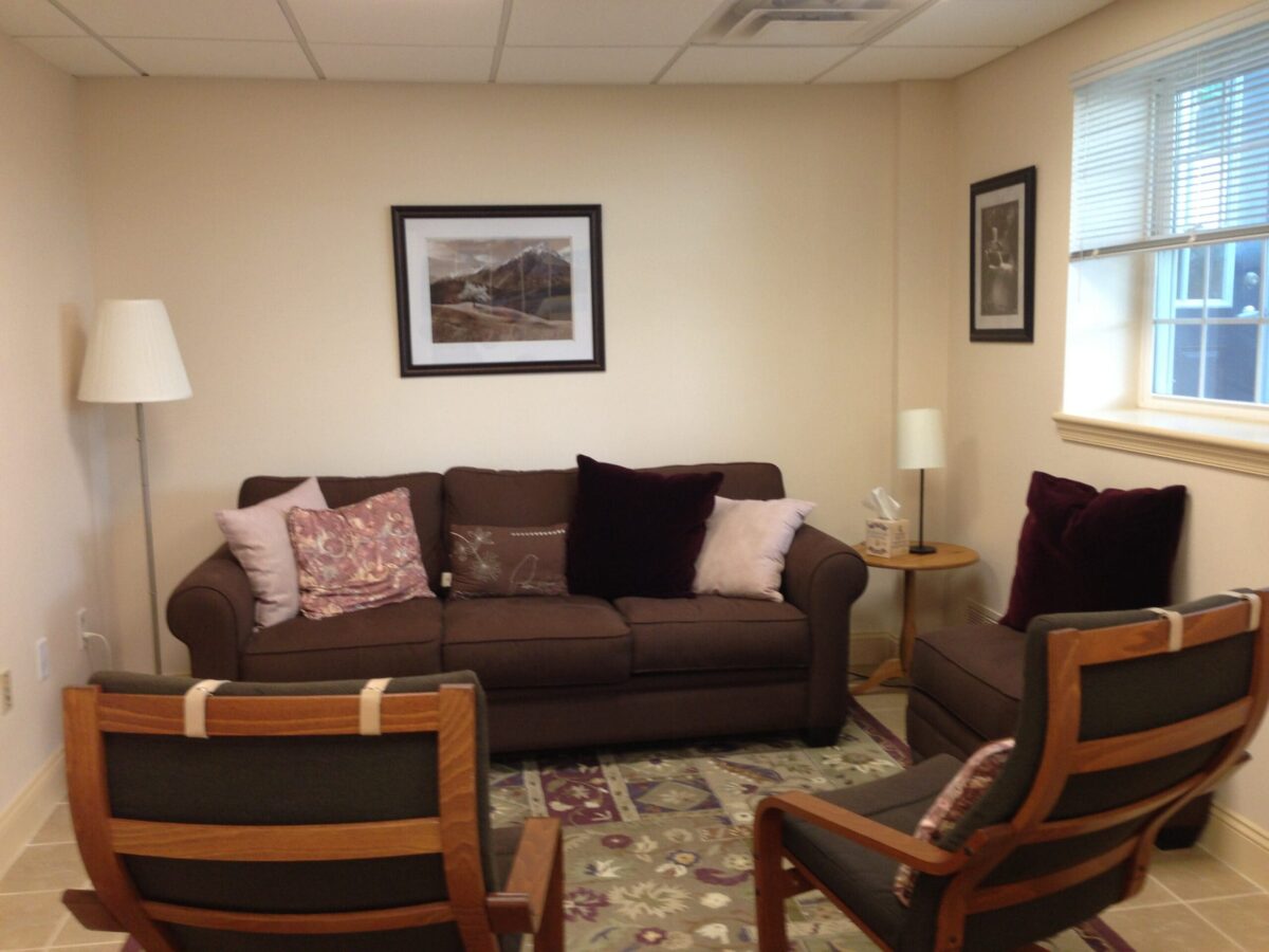Therapy office with comfortable seating at the Flourtown location.