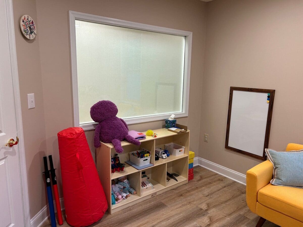 Sand tray and play therapy area at the Schwenksville office.